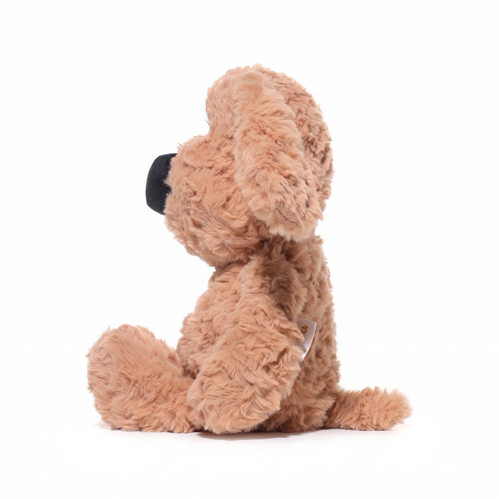 Arby Dog plush stuffed animal toy, side view