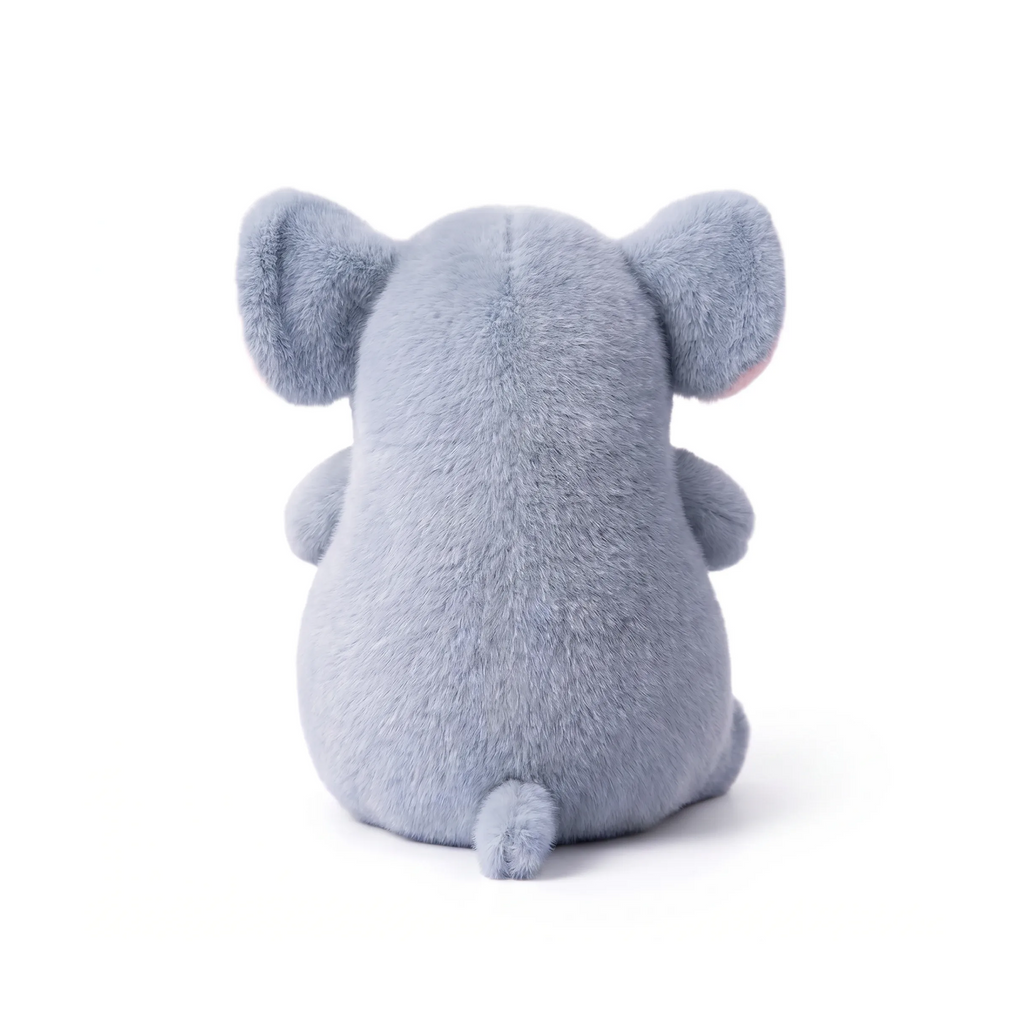 Plush toy elephant on a white background