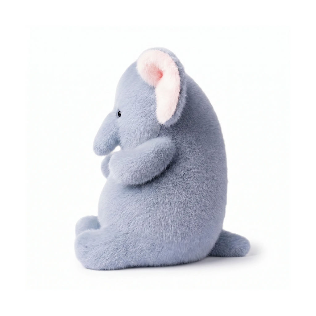 Plush elephant toy on a white background