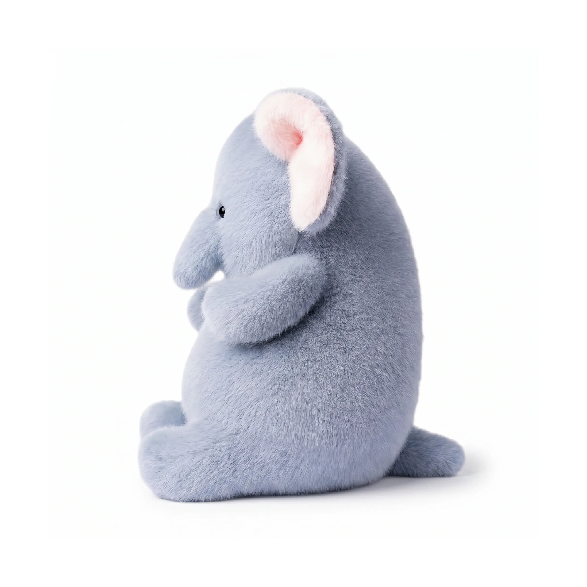 Plush elephant toy on a white background