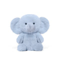 Blue plush elephant toy on a white background