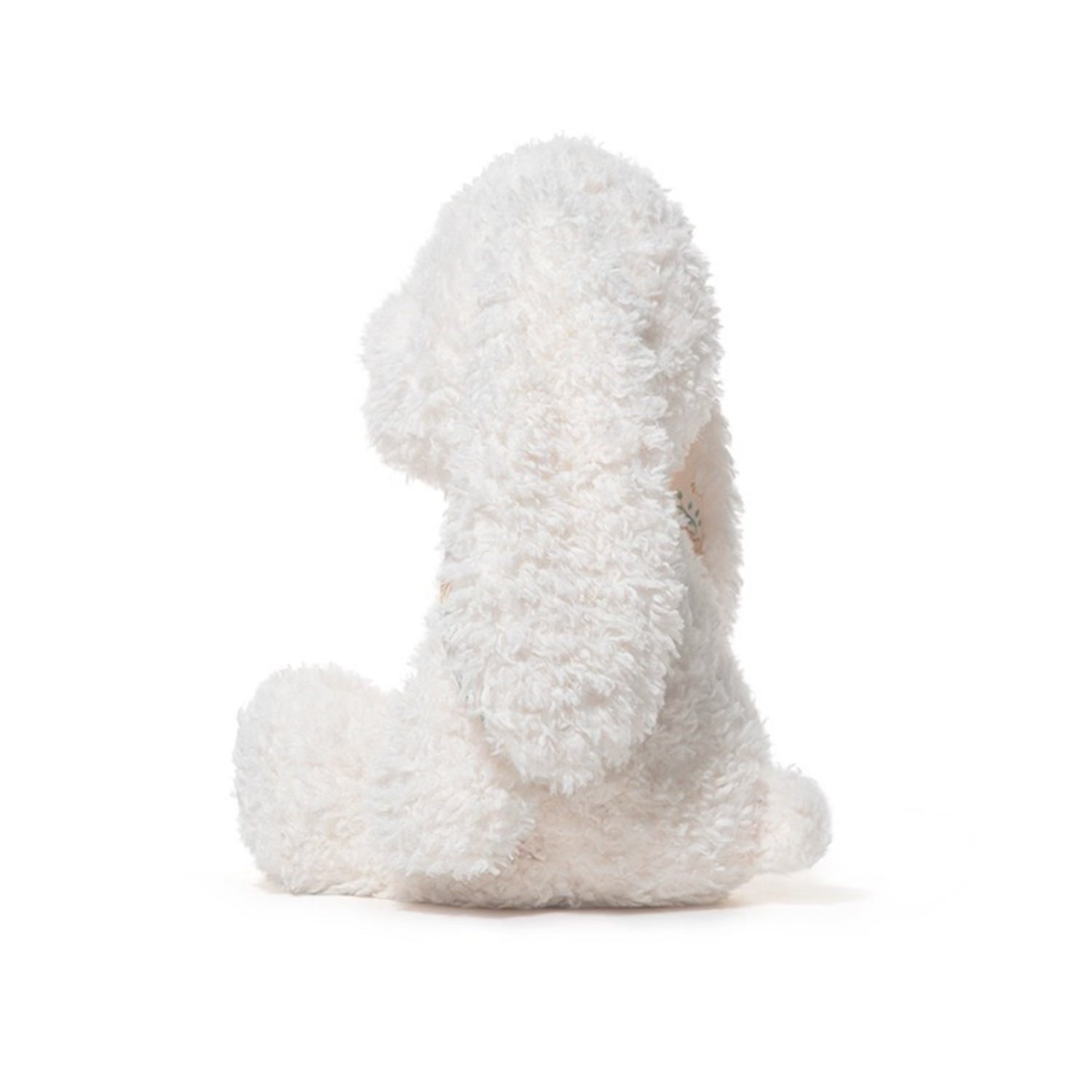 White plush toy with a fluffy texture on a white background