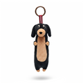 Dachshund Keychain plush stuffed animal toy, Black and Tan Short hair variant, PP cotton plush, front view