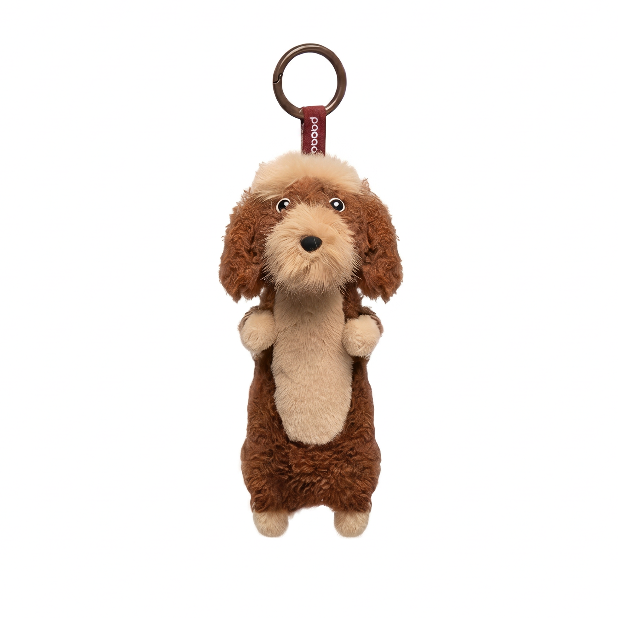 Dachshund Keychain plush stuffed animal toy, Brown Wild Boar variant, PP cotton plush, front view