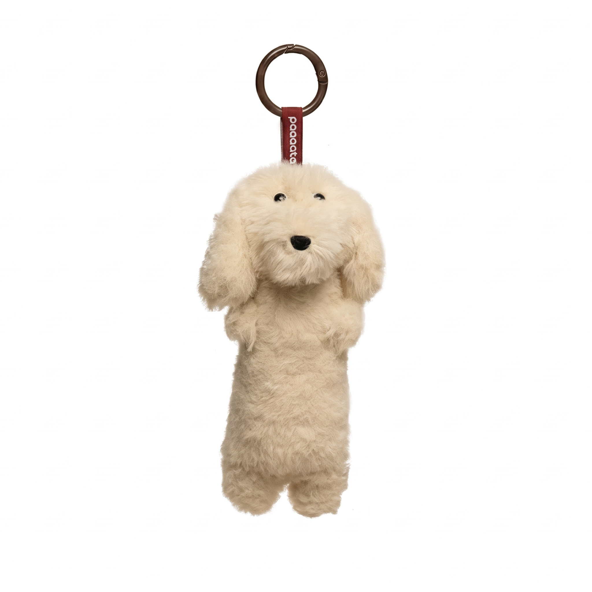 Dachshund Keychain plush stuffed animal toy, Cream variant, PP cotton plush, front view
