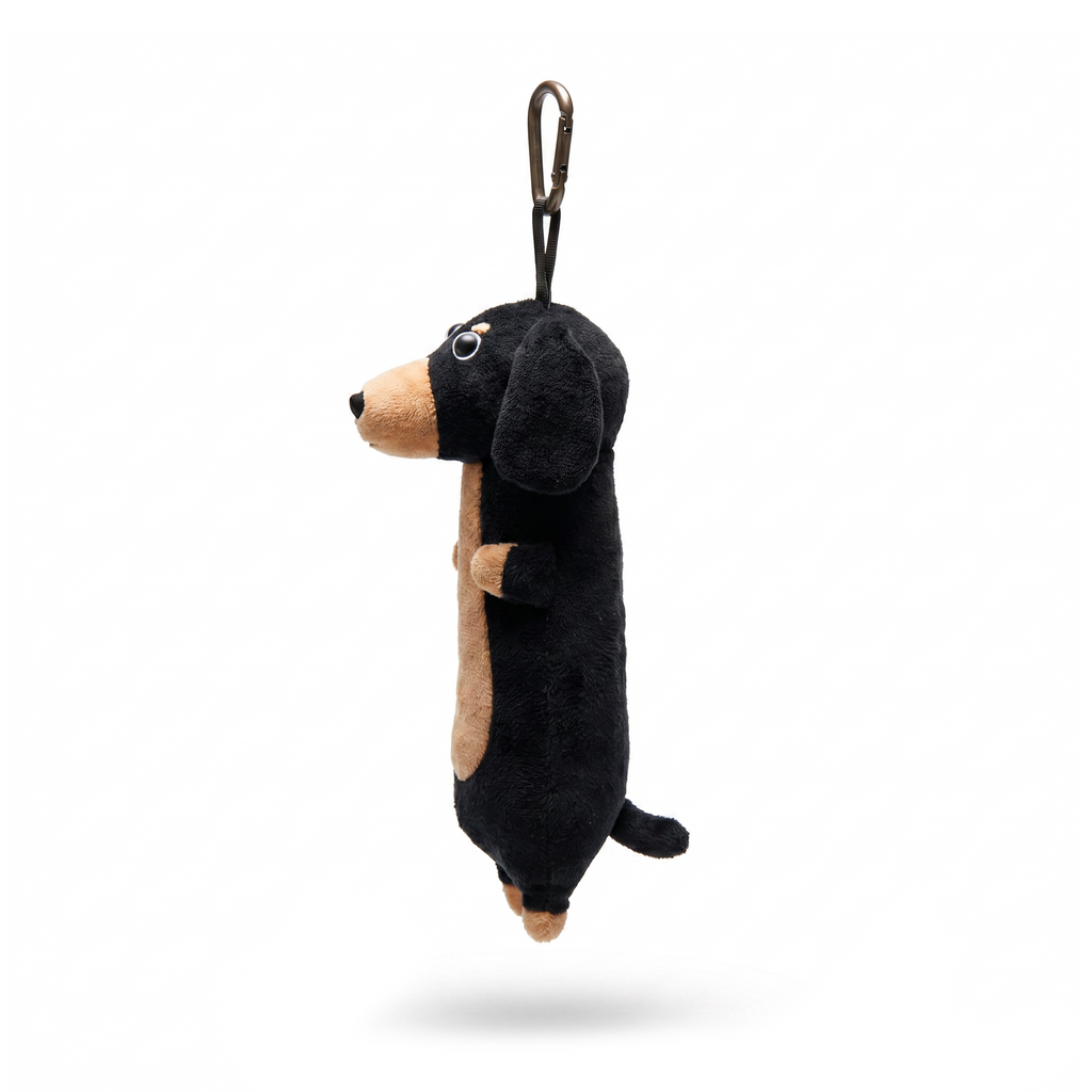 Dachshund Keychain plush stuffed animal toy, PP cotton plush, right view