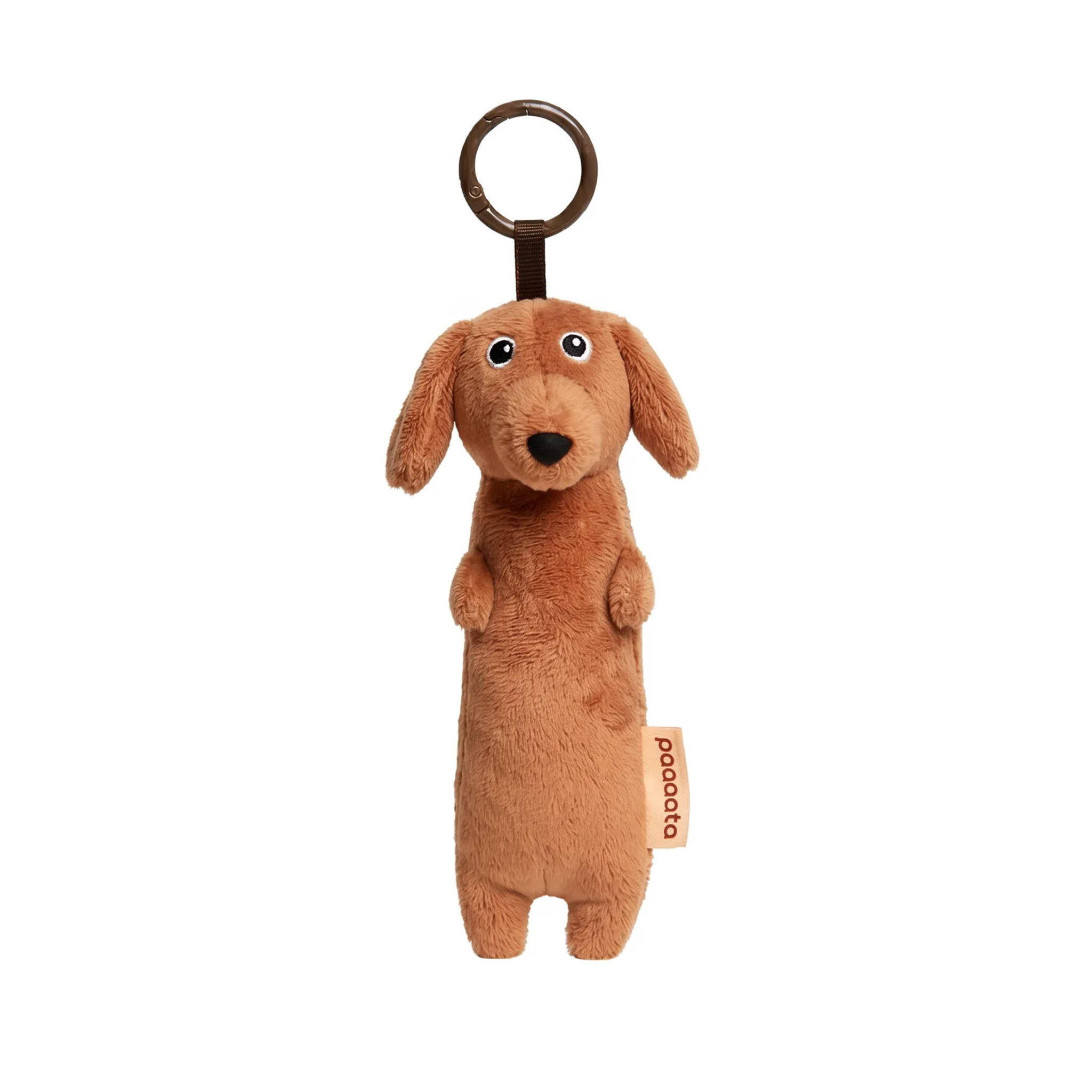 Dachshund Keychain plush stuffed animal toy, Rojo variant, PP cotton plush, front view