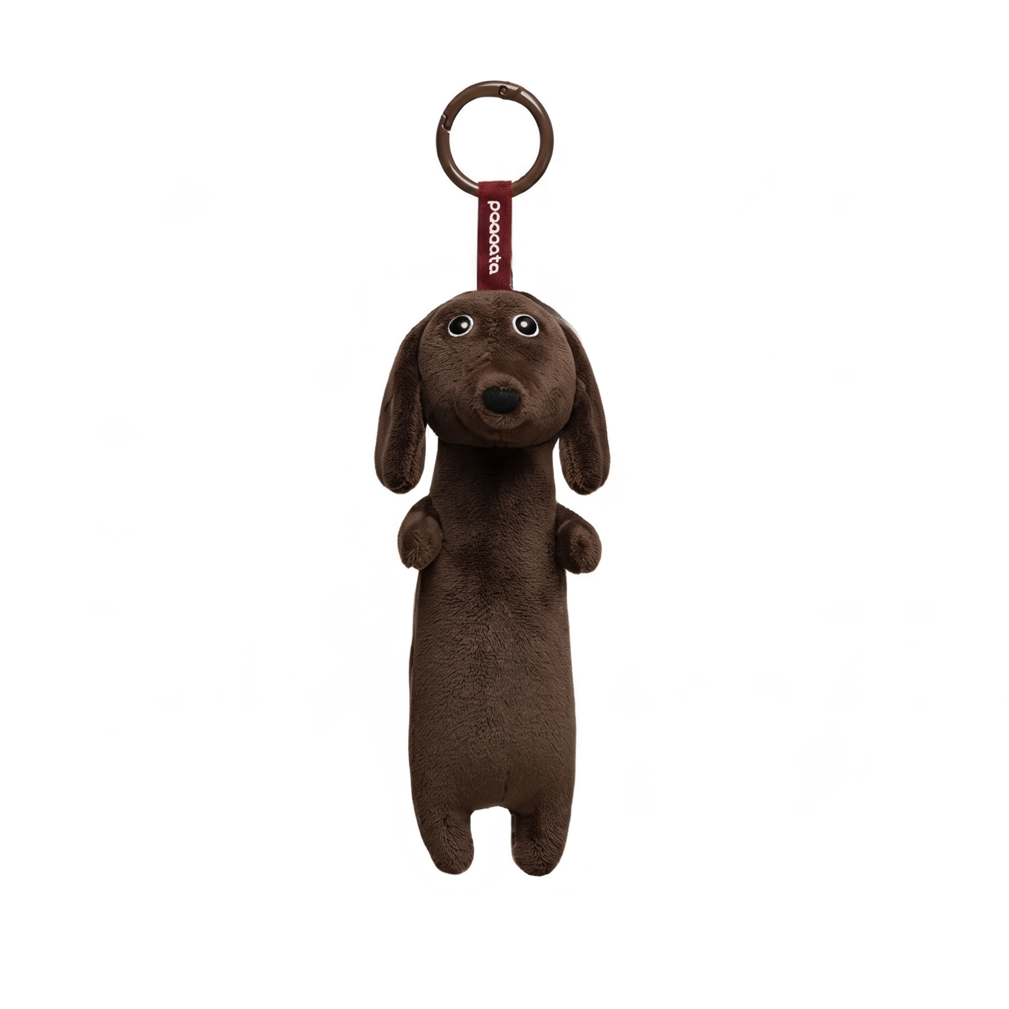 Dachshund Keychain plush stuffed animal toy, Soy Sauce variant, PP cotton plush, front view
