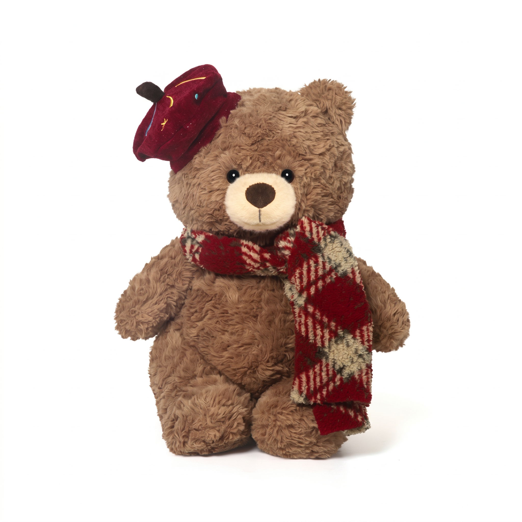 French Waffle Bear plush stuffed animal toy, 13", PP cotton plush, front view