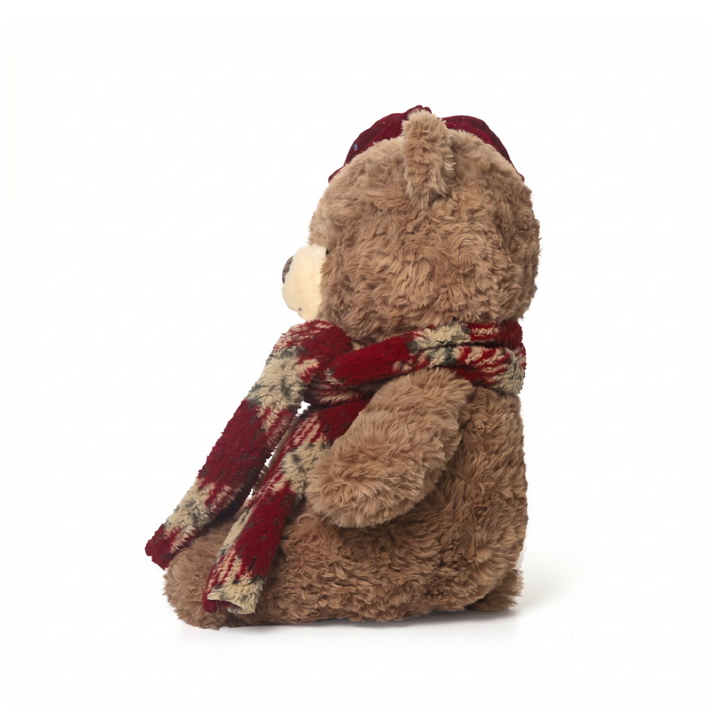 French Waffle Bear plush stuffed animal toy, 13", PP cotton plush, right side view