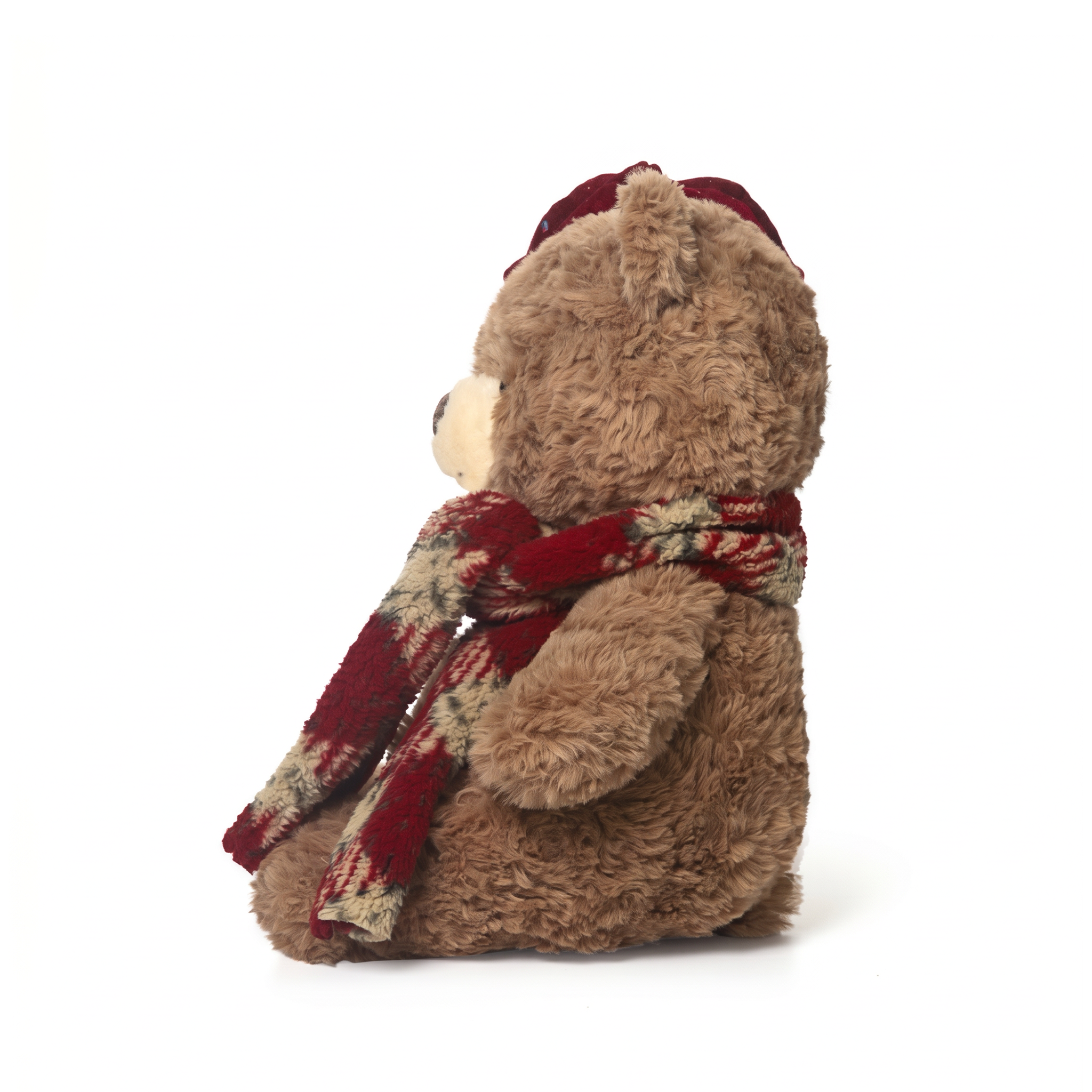 French Waffle Bear plush stuffed animal toy, 13", PP cotton plush, right side view