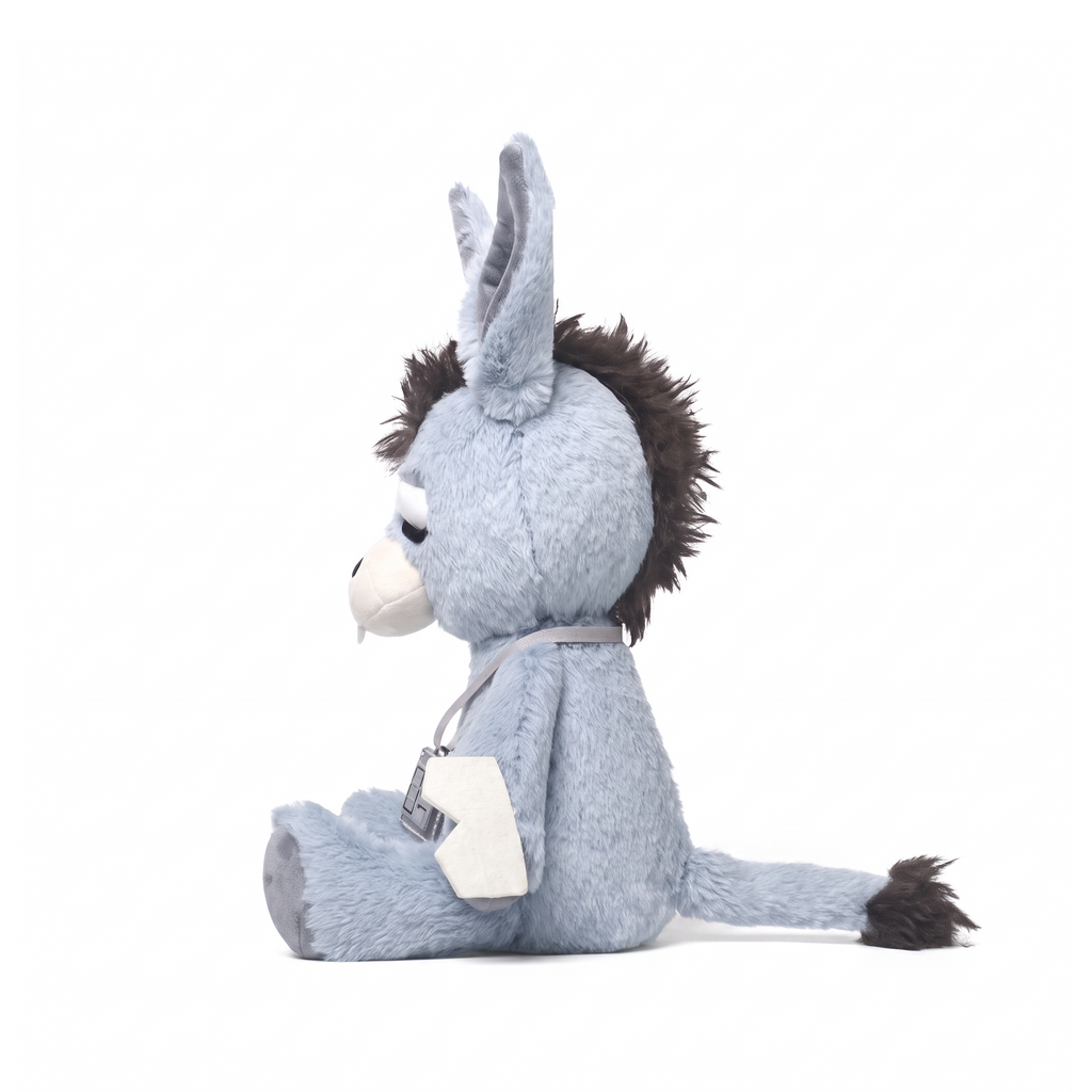 Mike Donkey plush stuffed animal toy, side view