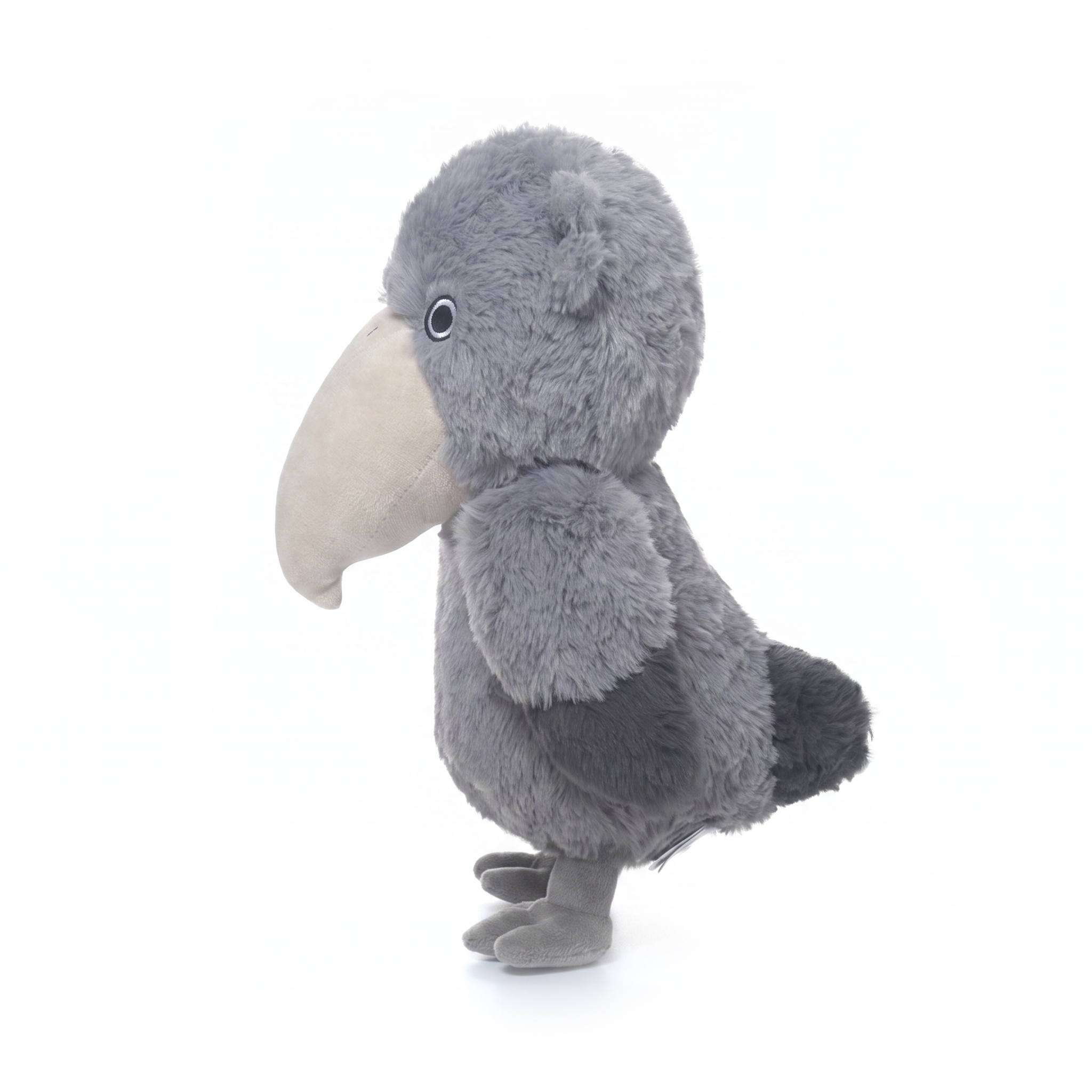 Theo Shoebill plush stuffed animal toy, side view