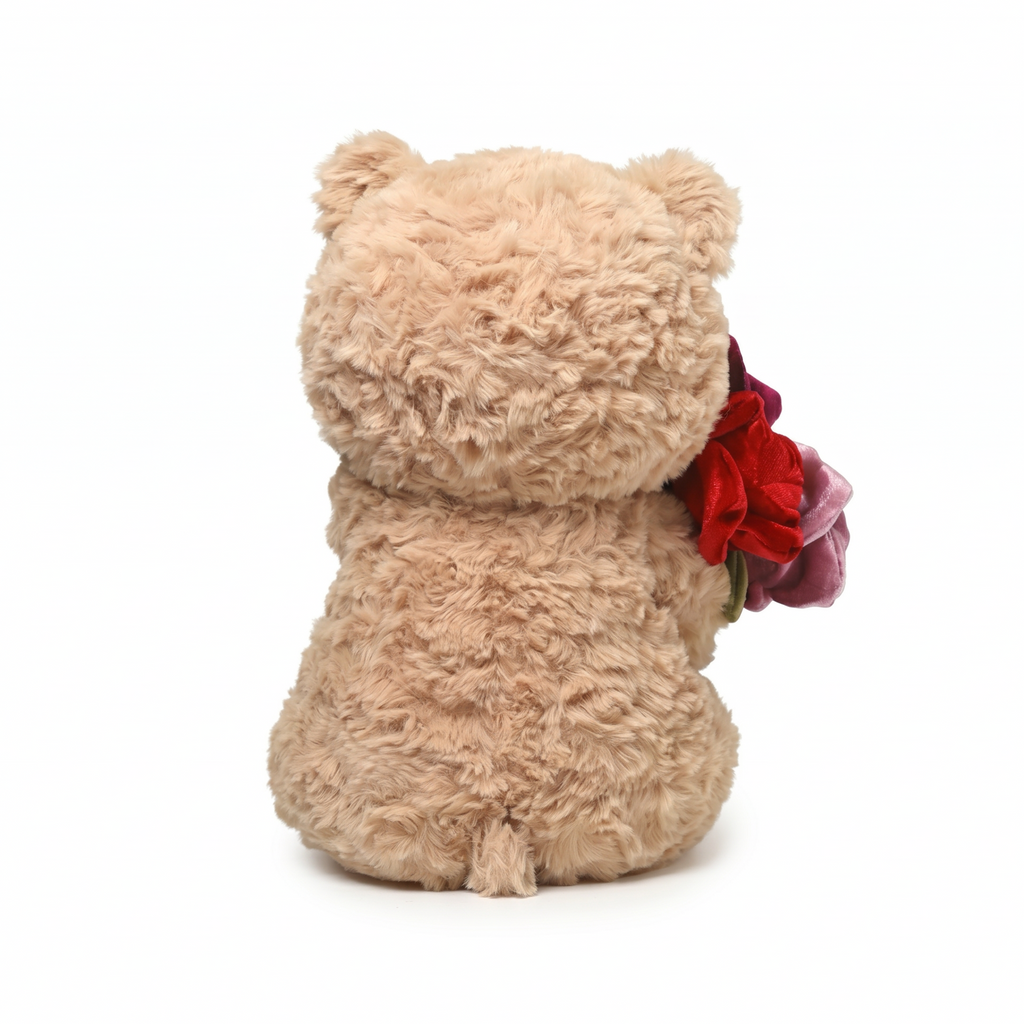 Yumi Bear plush stuffed animal toy, 11.8", PP cotton plush, back view