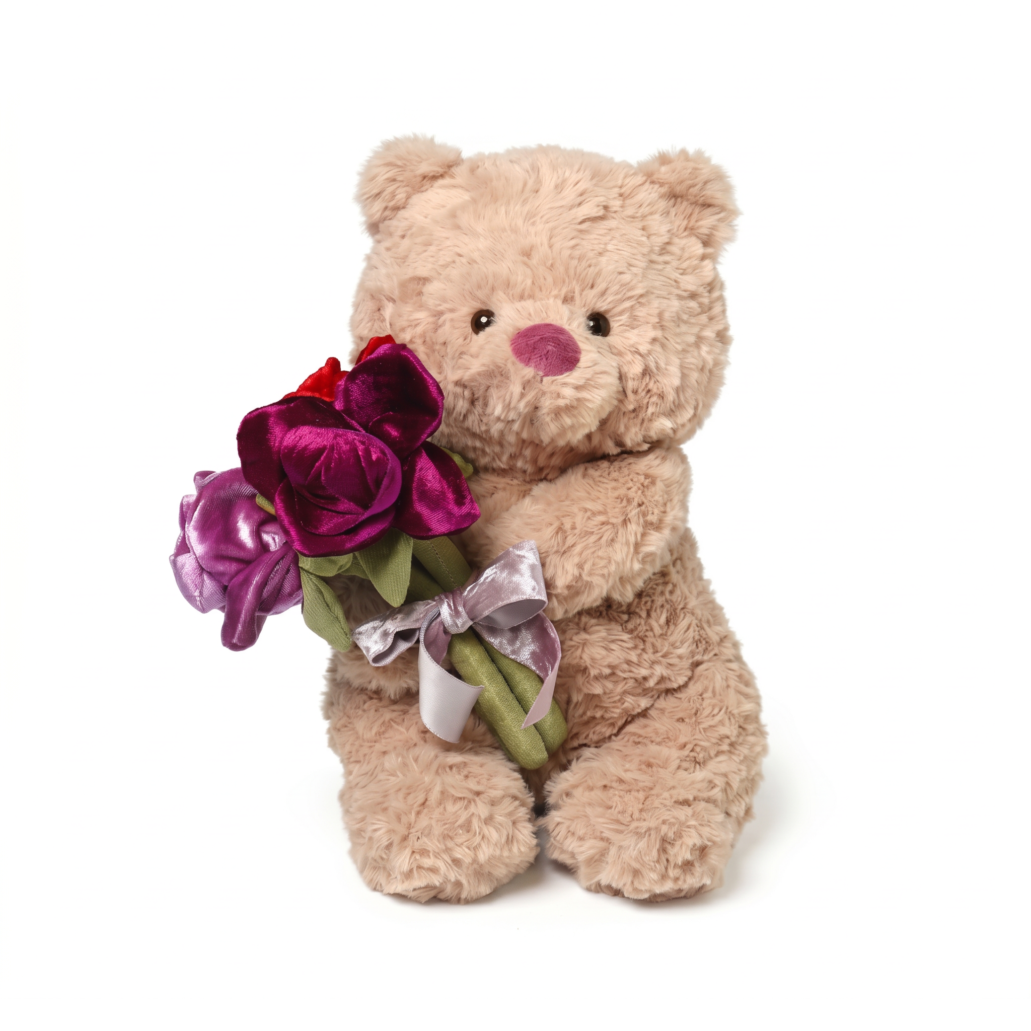Yumi Bear plush stuffed animal toy, 11.8", PP cotton plush, front view