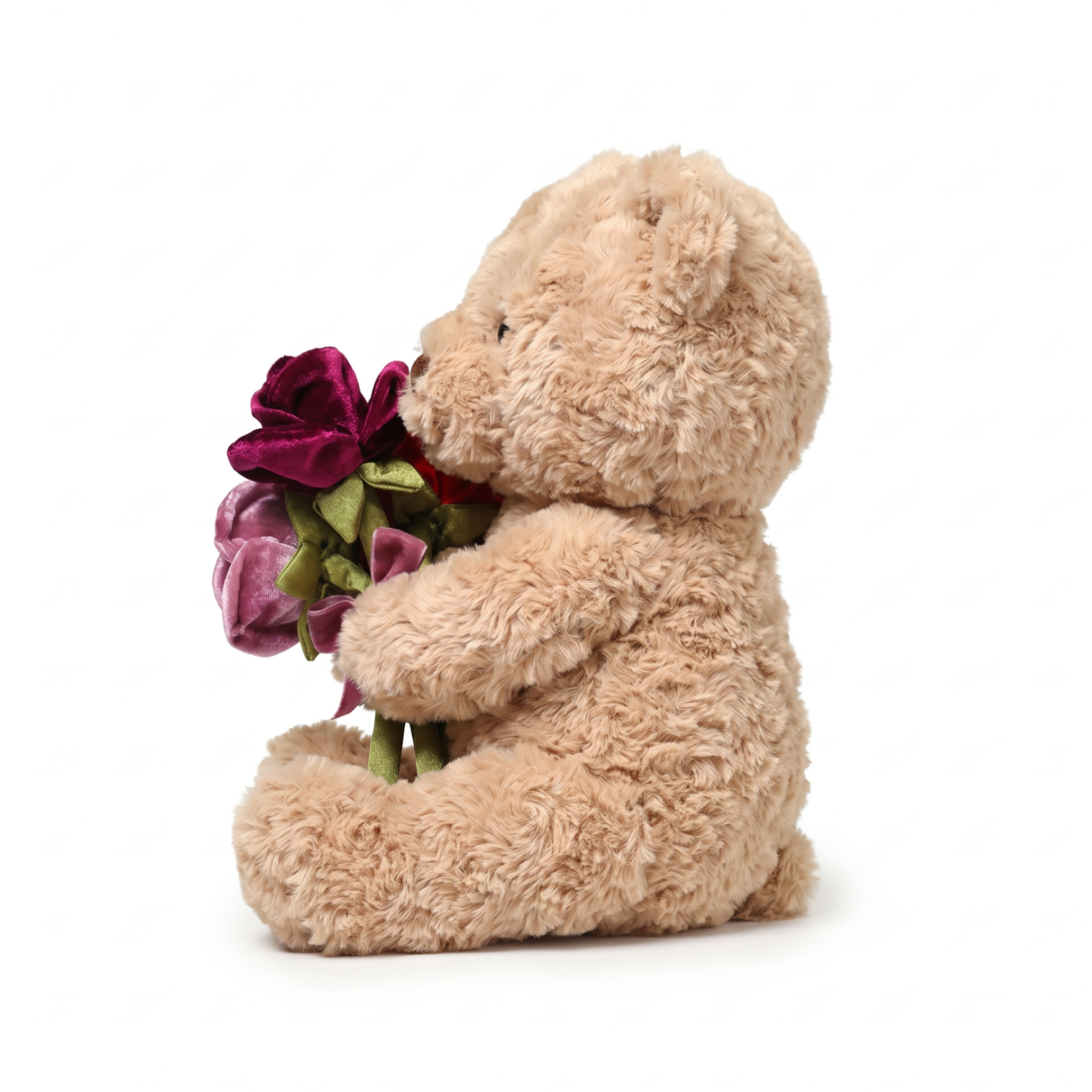 Yumi Bear plush stuffed animal toy, 11.8", PP cotton plush, right side view